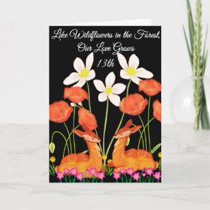 Carte 13e anniversaire Fleur sauvage Forêt Amour Mari