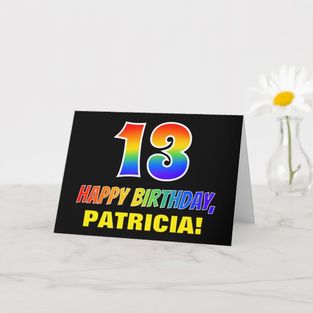Carte 13e anniversaire : Gras, Amusant, Simple, Arc-en-c (Petite plante)