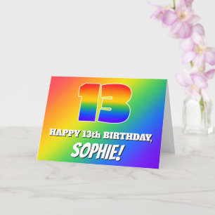 Carte 13e anniversaire : Motif arc-en-ciel multicolore n