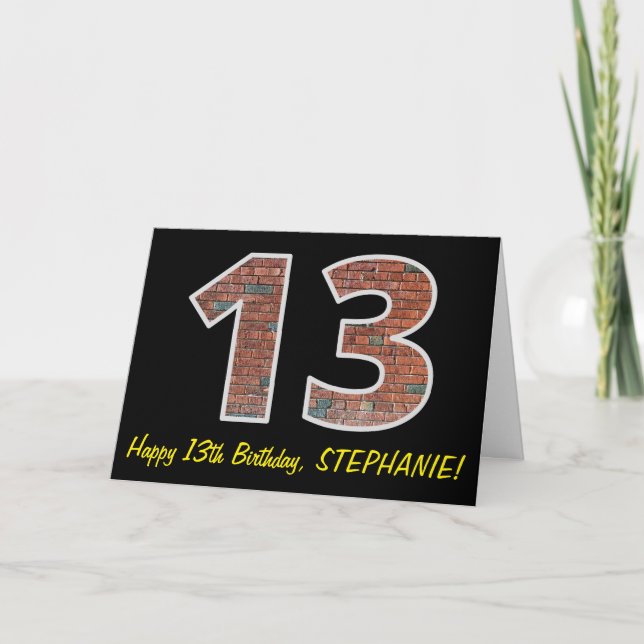 Carte 13e anniversaire - Motif de mur de briques "13" av (Devant)
