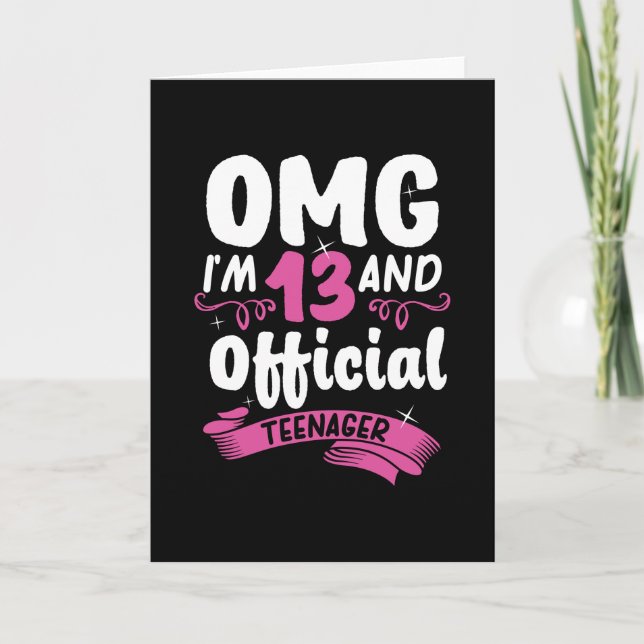 Carte 13e anniversaire officiel adolescente fille (Devant)