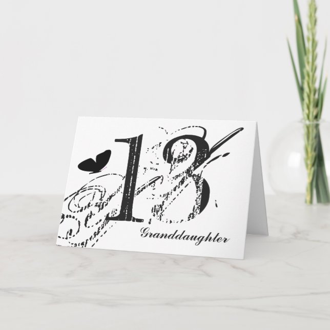 Carte 13e anniversaire pour une petite-fille, papillon. (Devant)