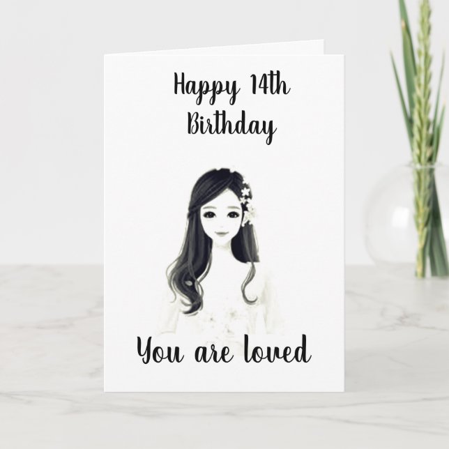Carte ****14e ANNIVERSAIRE**** À NOTRE "JOLIE JEUNE DAME (Devant)