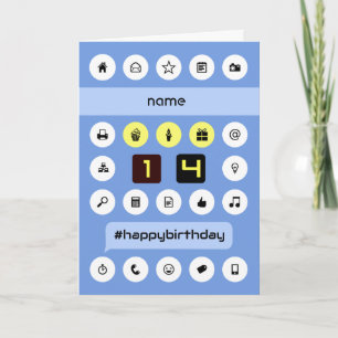 Carte 14e anniversaire ajouter nom informatique personna
