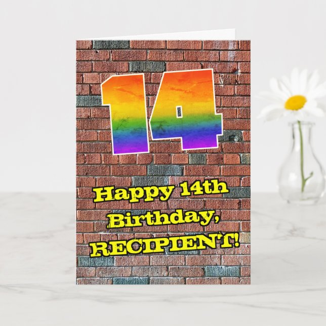 Carte 14e anniversaire : Arc-en-ciel amusant inspiré par (Petite plante)