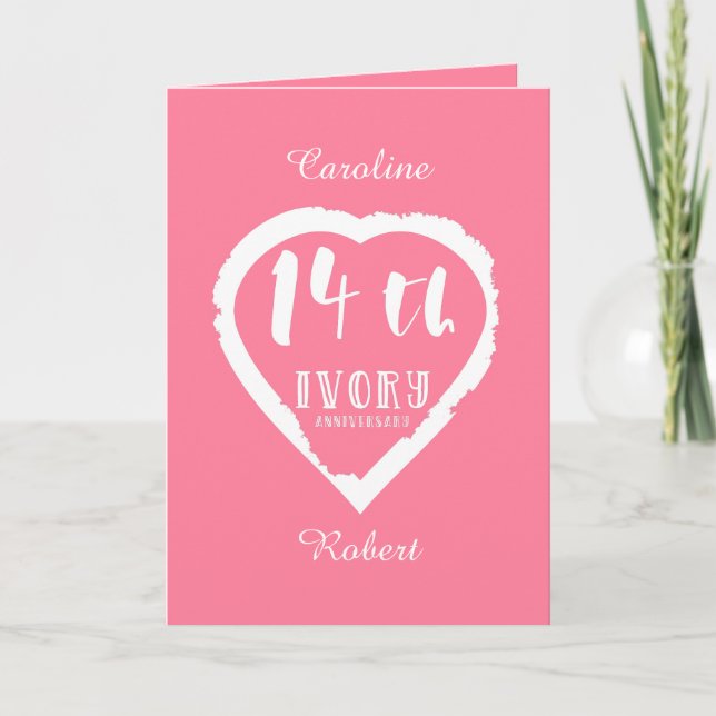 Carte 14e anniversaire du Mariage ivoire traditionnel (Devant)