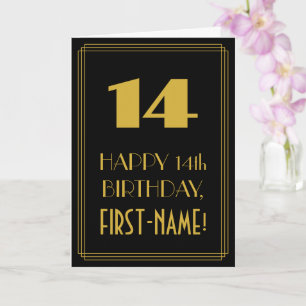 Carte 14e Anniversaire – Look inspiré d'Art Déco "14" &