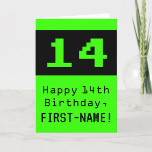 Carte 14e Anniversaire : Style Nerd / Geek "14" et Nom