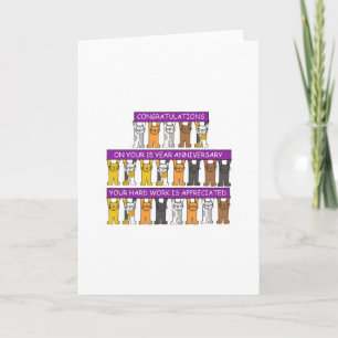 Carte 15 Anniversaire du travail Félicitations chats mig
