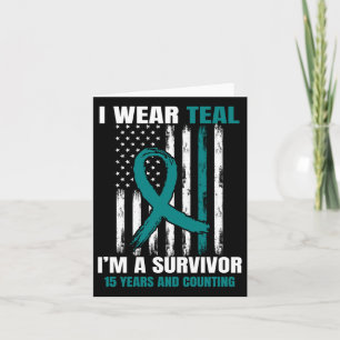 Carte 15 ans Cancer de l'ovaire Survivor Cadeaux Turquoi