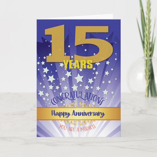 Carte 15 ans de récupération Anniversaire Bold Numéros (Devant)