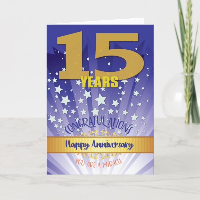 Carte 15 ans de récupération Anniversaire Bold Numéros (Devant)