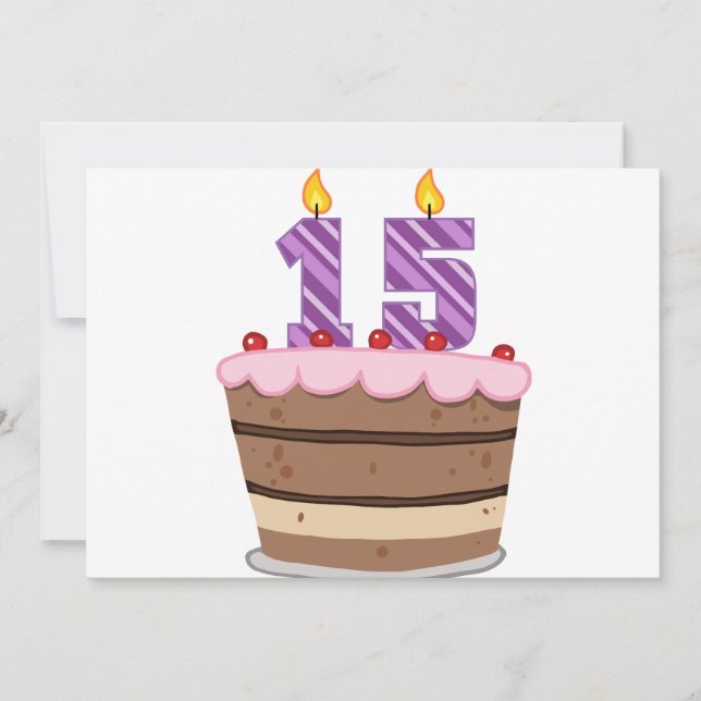 Carte 15 ans sur le gâteau d'anniversaire (Devant)