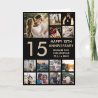 15e anniversaire 13 photo Collage noir et or