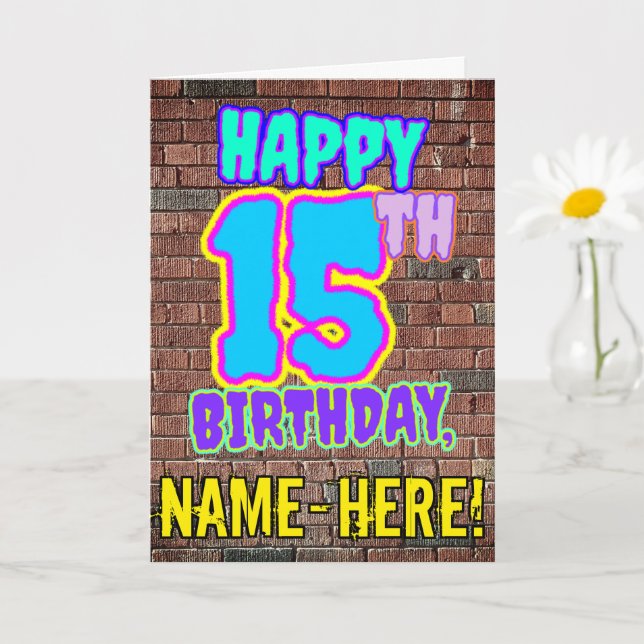 Carte 15e anniversaire - Amusant, Graffiti urbain inspir (Petite plante)