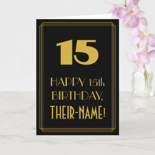Carte 15e anniversaire - Art Déco Inspiré Look "15" & No