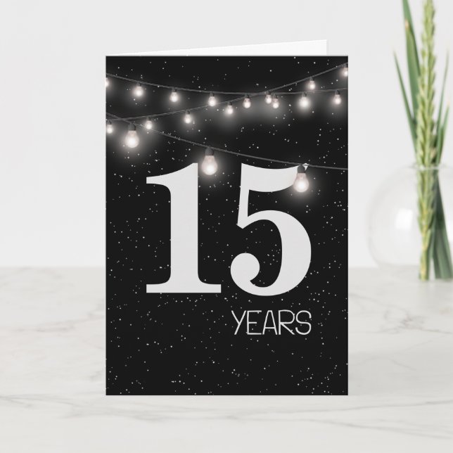 Carte 15e anniversaire avec lumières et étoiles (Devant)