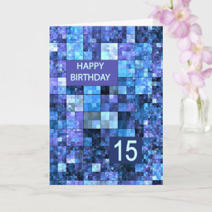 Carte 15e anniversaire, Carrés bleus,