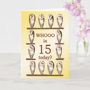 Carte 15e anniversaire, Chouettes curieuses