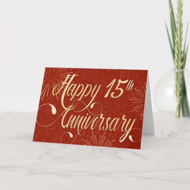 Carte 15e anniversaire de l'employé - Texte Tourbillonna (Devant)