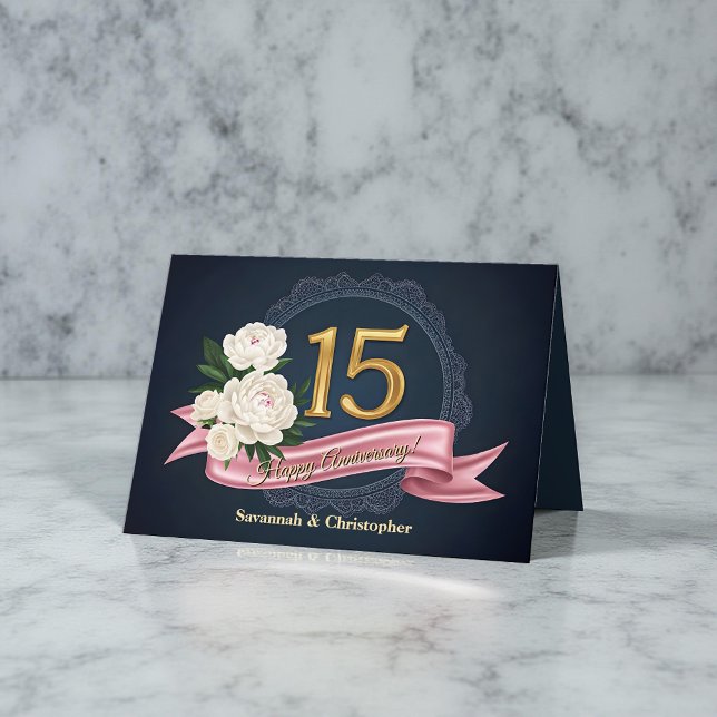 Carte 15e anniversaire de Mariage de la marine et de l'o (Créateur téléchargé)