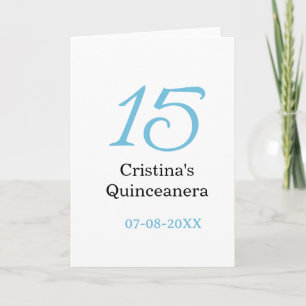 Carte 15e anniversaire de quinceanera bleu noir lettre n