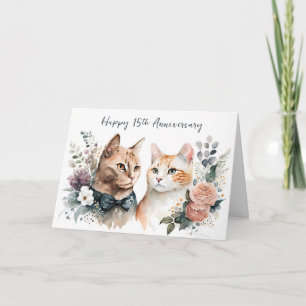 Carte 15e anniversaire du Mariage Chats