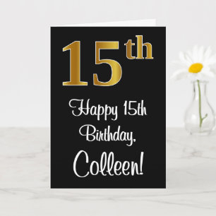 Carte 15e anniversaire ~ Elégant Luxueux Faux Gold Look 