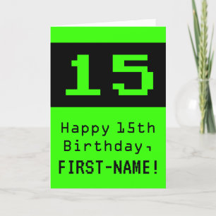 Carte 15e anniversaire : Nerdy / Geeky Style "15" et nom