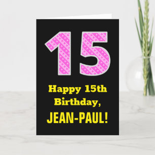 Carte 15e anniversaire : Pink Stripes and Hearts "15" + 