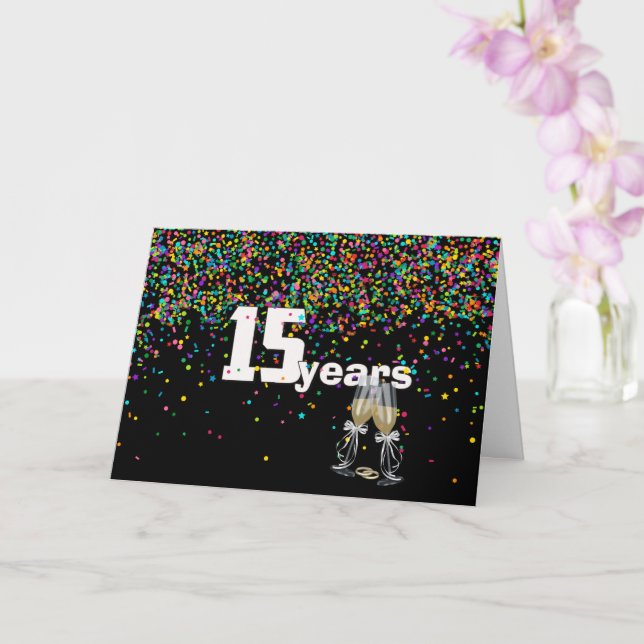 Carte 15e anniversaire toast en confetti (Orchidée)