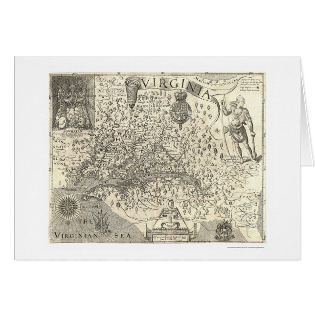 Carte 1624 de la Virginie John Smith (Devant horizontal)