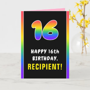 Carte 16e anniversaire : Arc-en-ciel coloré # 16, Nom pe