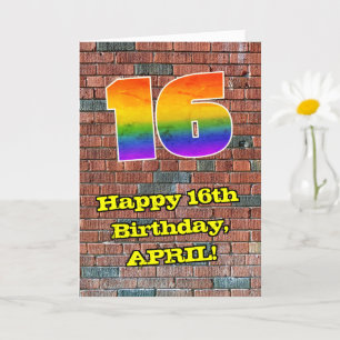 Carte 16e anniversaire : Arc en ciel inspiré par les gra