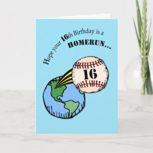 Carte 16e Anniversaire Baseball Home Run