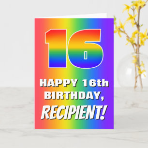 Carte 16e anniversaire : coloré, amusant Motif arc-en-ci