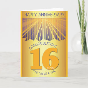 Carte 16e anniversaire de sobriété 12 Étapes Rayon Dor