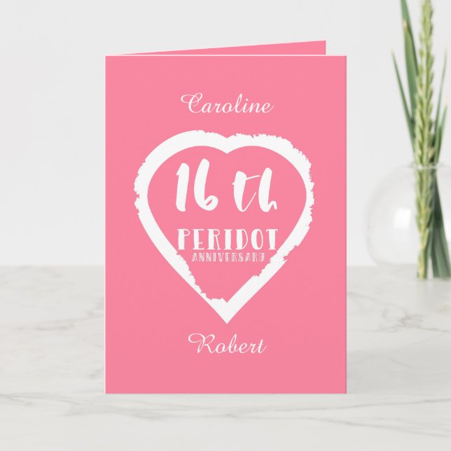 Carte 16e anniversaire du Mariage peridot traditionnel (Devant)