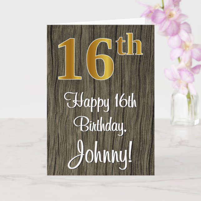 Carte 16e anniversaire : Elégant look d'or Faux #, Faux  (Orchidée)