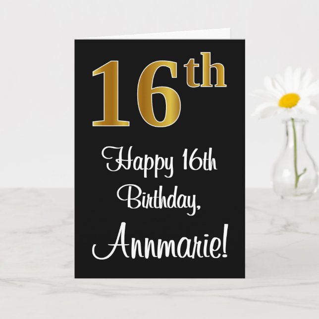 Carte 16e anniversaire ~ Elégant luxe Faux Gold Look # (Petite plante)