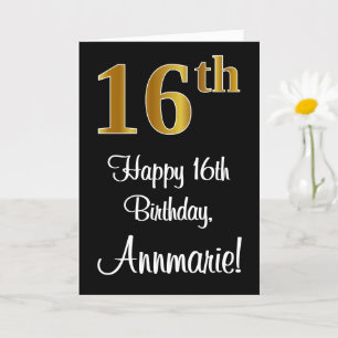 Carte 16e anniversaire ~ Elégant luxe Faux Gold Look #