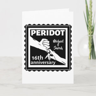 Carte 16e anniversaire mariage mains noires et blanches