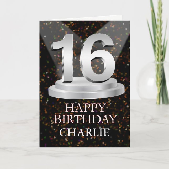 Carte 16e anniversaire Points saillants Ajouter une cart (Devant)