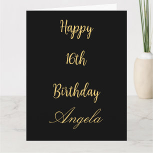 Carte 16e anniversaire Seize Personnalisé Nom Or Noir 20