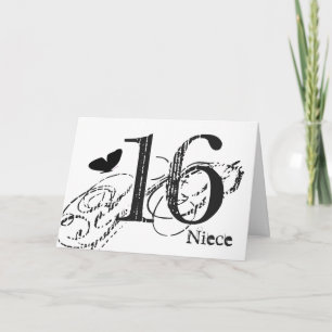 Carte 16ème anniversaire pour une nièce, papillon noir, 