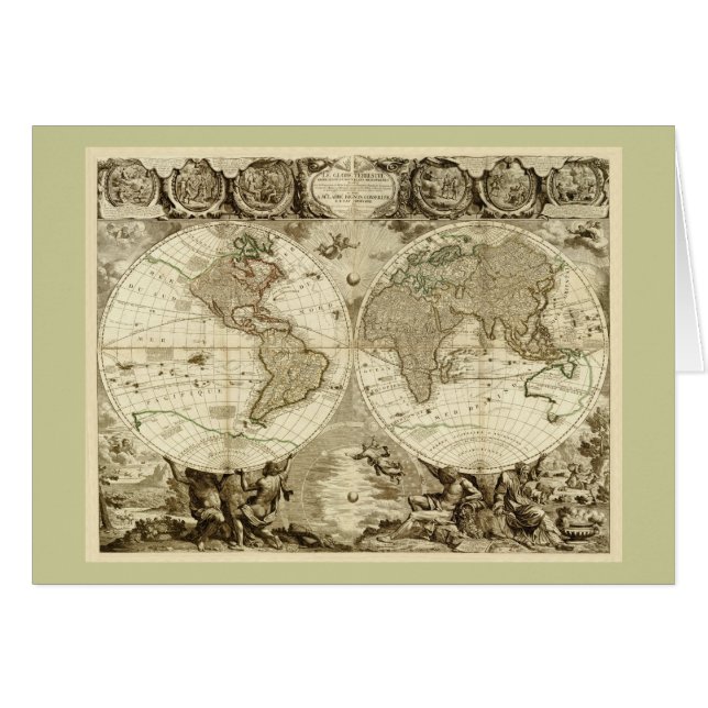 Carte 1708 du monde par Jean Baptiste Nolin (Devant horizontal)