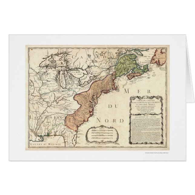 Carte 1756 de Côte Est et du Canada (Devant horizontal)