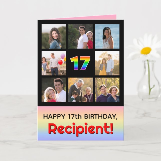 Carte 17e anniversaire : Arc en ciel amusant #, photos p (Petite plante)