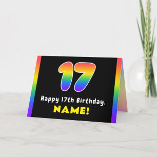Carte 17e anniversaire : Arc-en-ciel coloré # 17, Nom pe