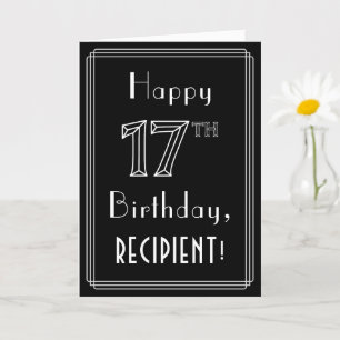 Carte 17e anniversaire : Art Déco Style # 17 & Nom perso